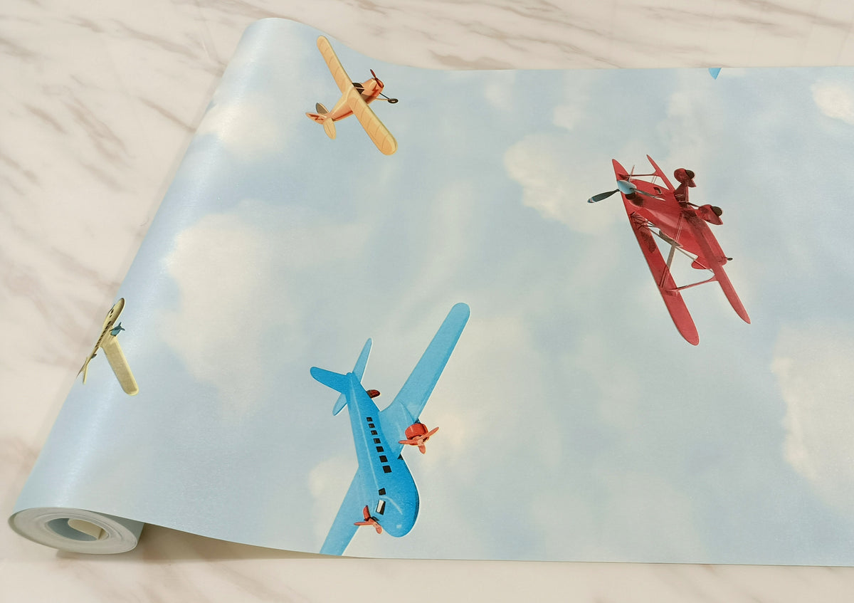 Kids Room Wallpaper - Planes in Sky