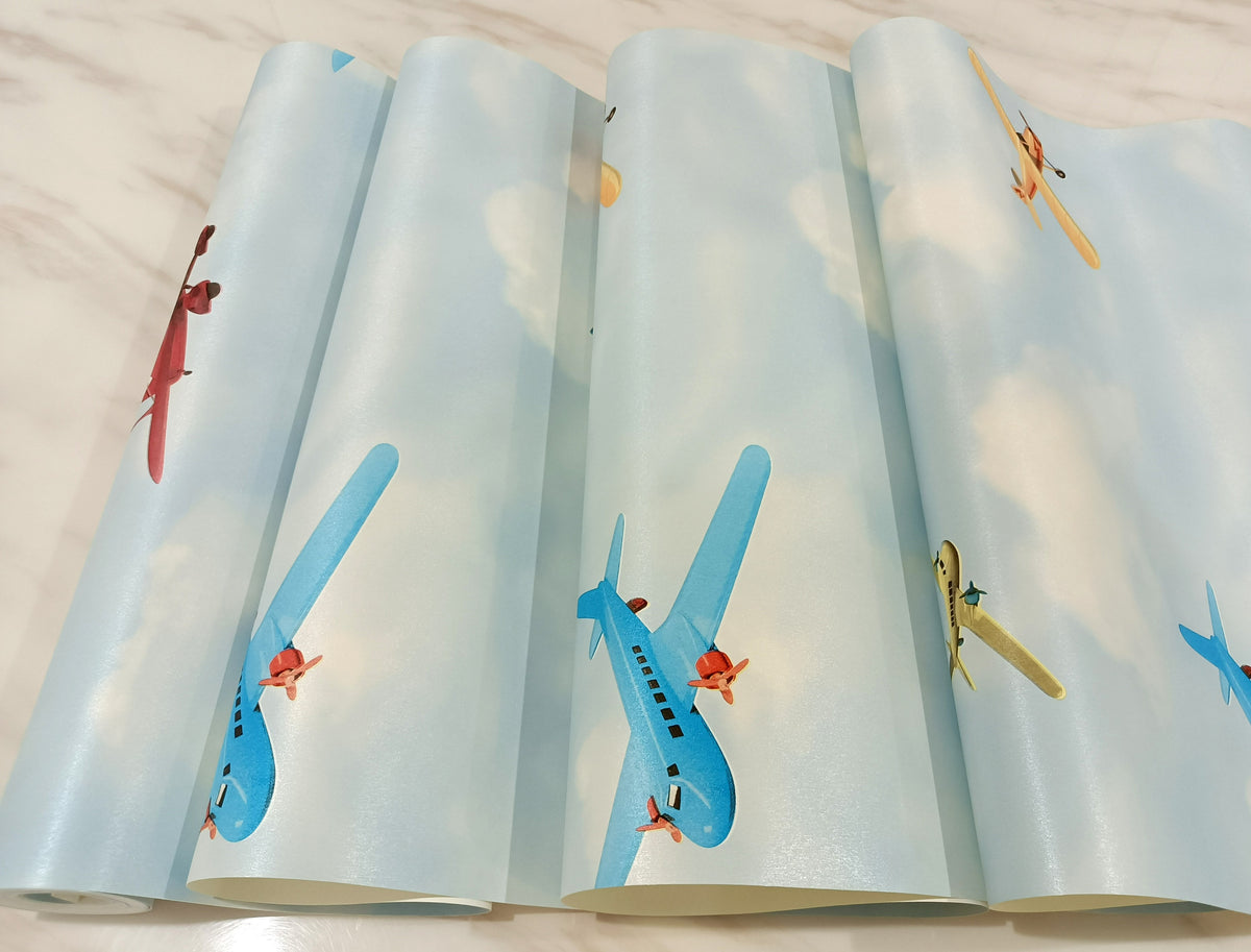 Kids Room Wallpaper - Planes in Sky