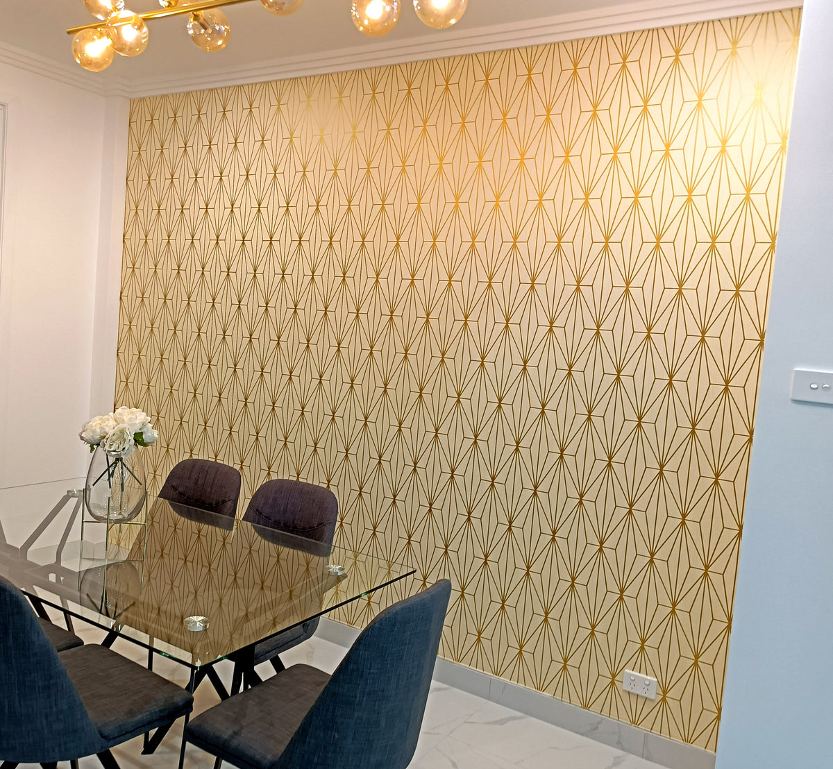 Premium Quality Metallic Gold Geometry Wallpaper