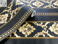 Striped Damask Wallpaper – Black / Yellow / Gold - 11397