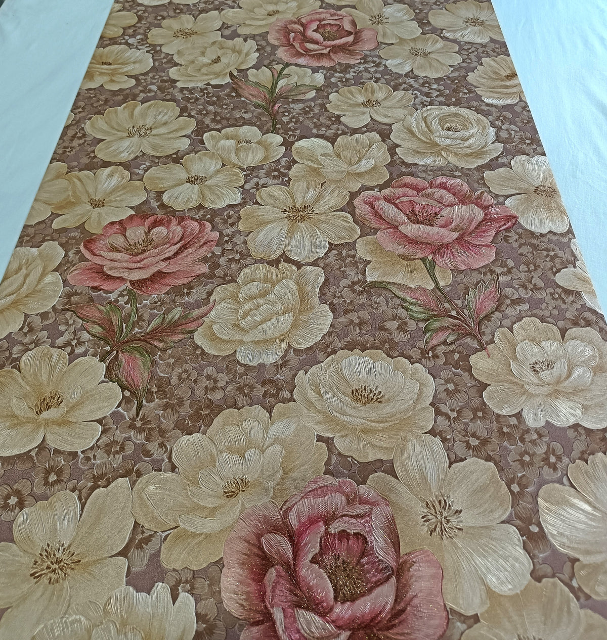 Cheerful Floral Wallpaper - Spicy Pink and Cream