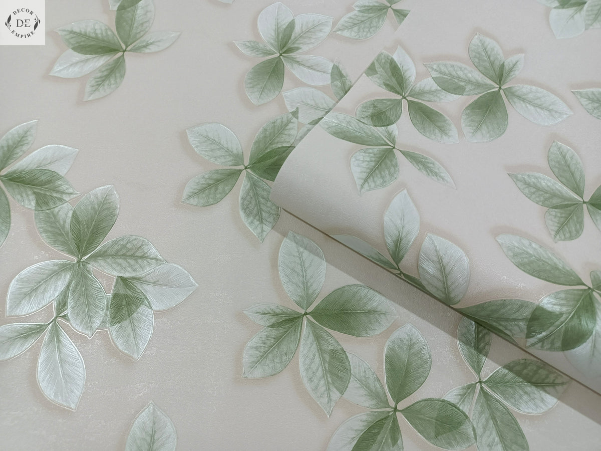 Elegant Green Leaves Floral Wallpaper - 11338