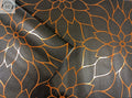 Metallic Floral Wallpaper - Dark Brown and Orange