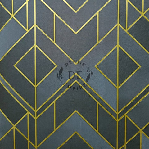 Modern Geometry Wallpaper – Black / Grey / Gold - 11068