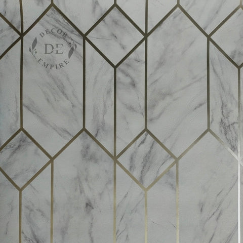 White Marble and Gold Geometry Wallpaper - 11147