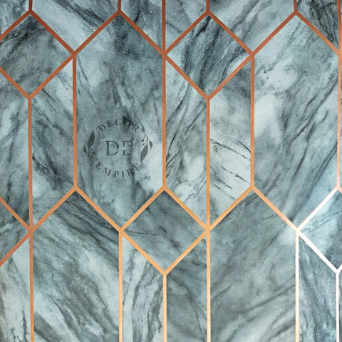 Grey Marble and Copper Geometry Wallpaper - 11145