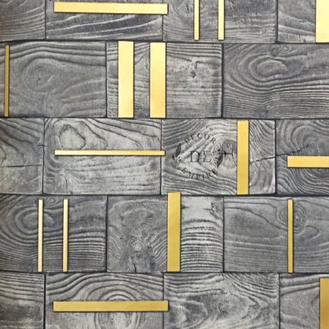 Wood Blocks Charcoal Finish Wallpaper - 11135