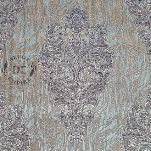 Royal Damask Wallpaper – Silver / Magenta / Light Orange - 11079